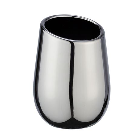 Wenko - Toothbrush Tumbler - Badi Range - Ceramic - Chrome Buy Online in Zimbabwe thedailysale.shop