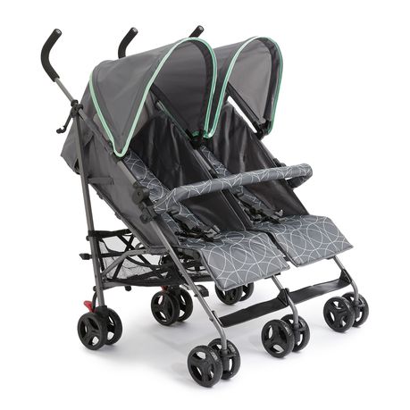 George & Mason - Compact Twin Toddler Stroller Grey & Mint