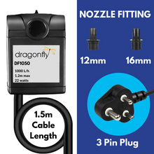 Load image into Gallery viewer, DargonFly Pond &amp; Fountain  Pump 1050 L h 1.5m Cable &amp; 3 Core Plug
