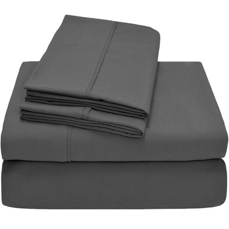 Wrinkle Resistant Super King Sheet Set Charcoal Grey 4 Piece Bedding