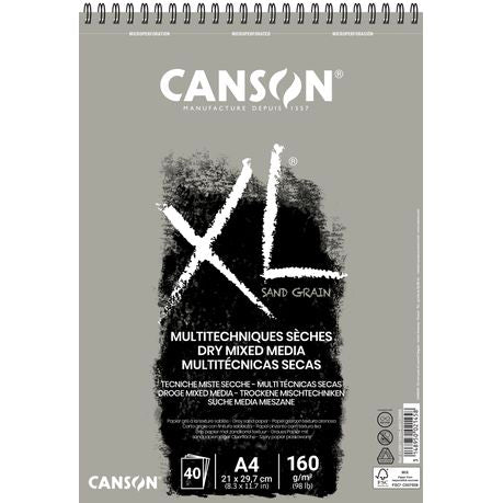 Canson XL Sand Grain Pad Grey Spiral 40s A4 160g