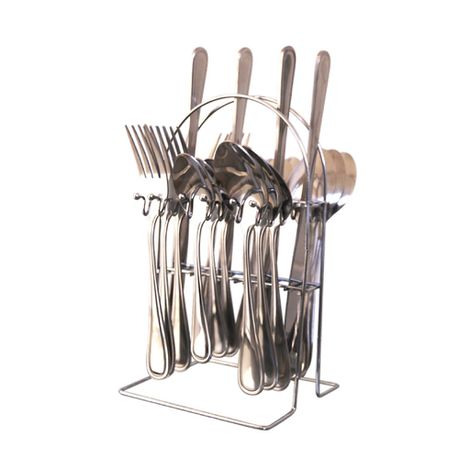 Stainless Steel Cutlery Set & Stand - 24 Piece Buy Online in Zimbabwe thedailysale.shop