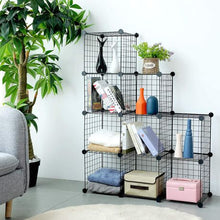 Load image into Gallery viewer, 9 Cube Wire Metal Grid Bookcase Shelf Storage Cabinet Organizer
