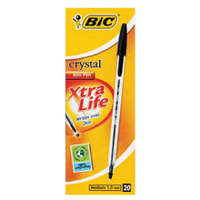 Load image into Gallery viewer, BIC Crystal Medium Xtra Life Ballpoint Pens - Black (Box of 20)
