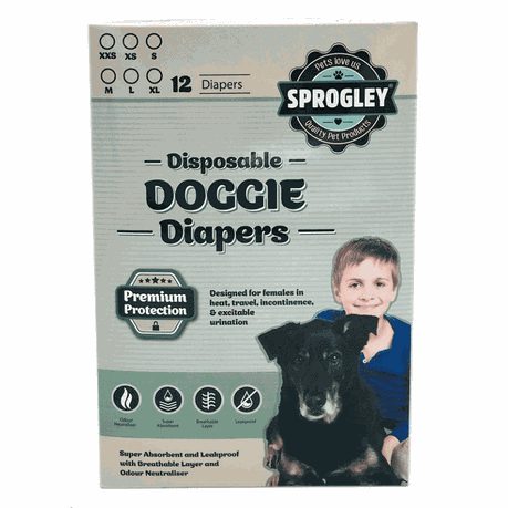 Sprogley Disposable Dog Diapers (Pack of 12) Extra Large 63-76cm Buy Online in Zimbabwe thedailysale.shop