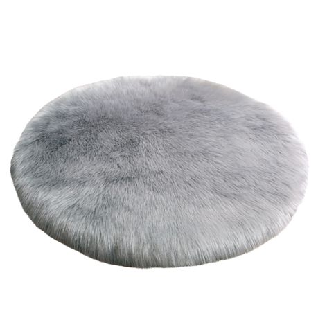 Creative Deco Plush Living Room Faux Fur Carpet – Storm Grey – Round - 60cm