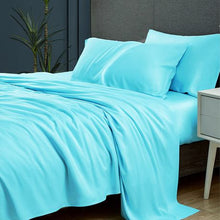 Load image into Gallery viewer, Wrinkle Resistant Egyptian Comfort Sheets Set 4 Queen: Cool Duck Egg Blue
