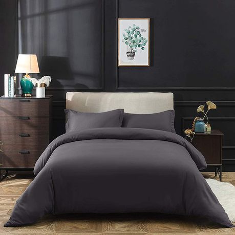 Wrinkle Resistant Luxury Hotel Duvet Cover Set: King Dark Grey Buy Online in Zimbabwe thedailysale.shop