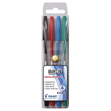 Pilot BP-S Medium Ballpoint Pens - Wallet of 4 Colours Buy Online in Zimbabwe thedailysale.shop