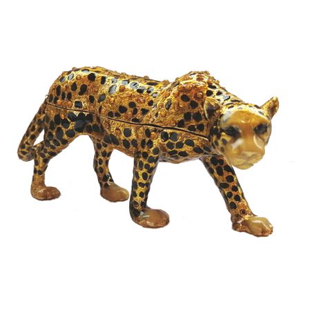 Leopard Hand-Painted Enameled Decorative Hinged Jewelry Animal Trinket Box Buy Online in Zimbabwe thedailysale.shop