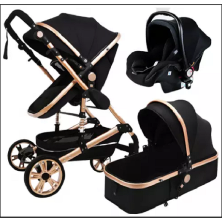 Baby Stroller 3 in 1 Portable Baby Carriage Black