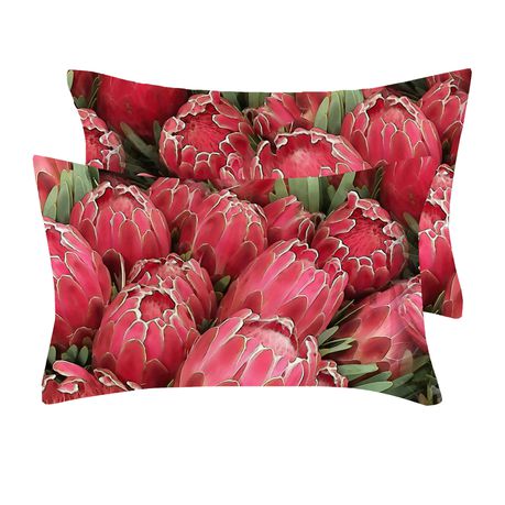 I Love it Here - Protea Red Satin Pillowcase Set Buy Online in Zimbabwe thedailysale.shop