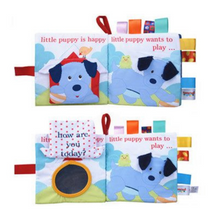 Load image into Gallery viewer, Soft Baby Label Cloth Book - Fun with a little puppy
