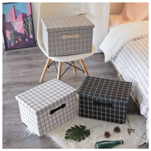 Load image into Gallery viewer, Aesthetic Grid Pattern Foldable Storage Container | Grey &amp; White
