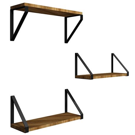 Décor Essential 3-Set Floating Shelves with Metal Brackets Buy Online in Zimbabwe thedailysale.shop