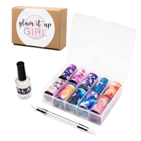 Nail Art Foil, Box of 10 Pieces, Nail Art Pen & Glue (Floral) Buy Online in Zimbabwe thedailysale.shop