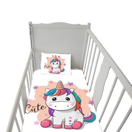 Cute Unicorn Cot Duvet Set