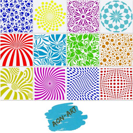 Aon-Art Large Geometric Stencils – 12 PACK (30cm X 30cm) – Laser Cut