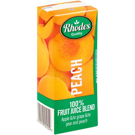 Rhodes 100% Fruit Juice Peach 24 x 200 ML Buy Online in Zimbabwe thedailysale.shop