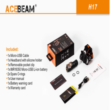 Load image into Gallery viewer, Acebeam H17 LED Rechargeable Headlamp 2000 lumen
