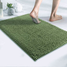 Load image into Gallery viewer, Chenille Microfibre Luxury Bathroom Bath Mat Quick Dry Dark Green Large
