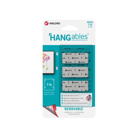 VELCRO® Brand HANGables™ 19mm x 44mm strips. white. 4pcs Buy Online in Zimbabwe thedailysale.shop