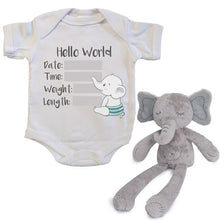 Load image into Gallery viewer, Newborn Announcement Keepsakes, Elephant Plush Toy Gift Set
