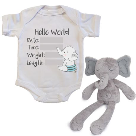 Newborn Announcement Keepsakes, Elephant Plush Toy Gift Set