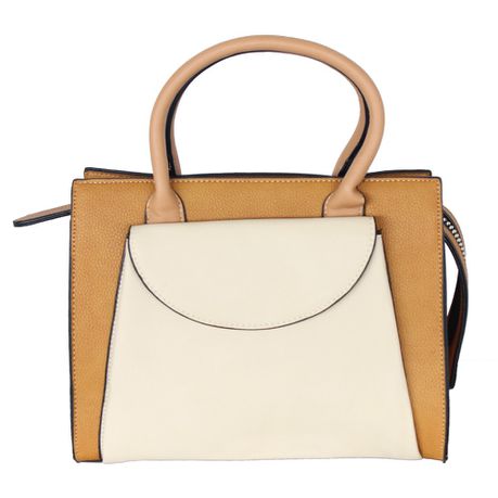 Blackcherry Classic Envelope Pocket Colour Block Tote-Khaki/Beige