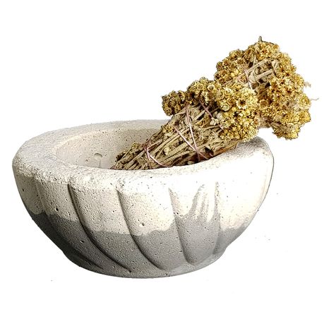 Cement Smudge Bowl and Imphepo Smudge Wand - Grey