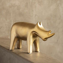 Load image into Gallery viewer, HouzeComfort Exclusive Ceramic Gold Plated Décor Rhino Artifact Ornament
