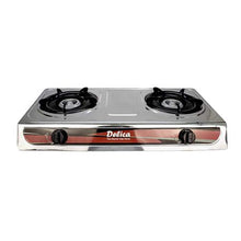 Load image into Gallery viewer, Two Burner Gas Stove with Auto Ignition, Pan Support &amp; Accessories Set
