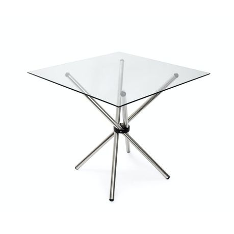 Square Glass Table 80cm - Silver Legs