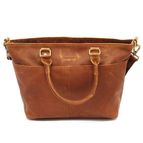 Minx Genuine Leather Madison Designer Hand Bag - Medium Brown Buy Online in Zimbabwe thedailysale.shop