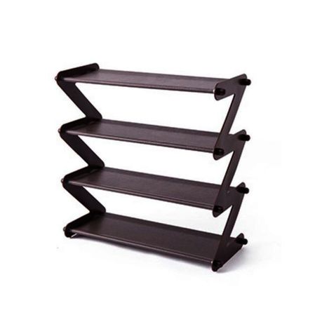 4-Tier Stylish Zigzag Shaped Shoe Organizer Storage Rack - Black