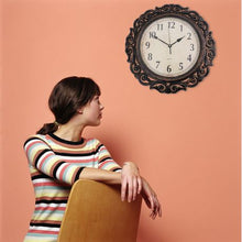 Load image into Gallery viewer, Vintage Ornate Border 50cm Quartz Wall Clock - Rustic Black Bronze Styling
