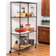 Load image into Gallery viewer, Anchor 4 Tier Black Steel Wire Storage Shelving 2 inch Castor Wheels &amp; Caps
