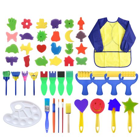 47 Pieces Sponge Paint Brushes Tool Kits for Kids Early DIY Learning Buy Online in Zimbabwe thedailysale.shop