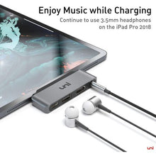 Load image into Gallery viewer, uni iPad Pro USB C Hub 4-in-1, HDMI (4K@60Hz), 3.5mm Headphone Jack, USB 3
