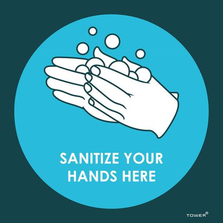 Sanitize hands here- Hygiene Signs 190x190mm