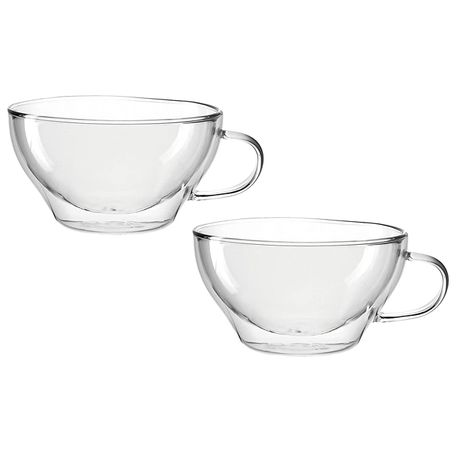 Leonardo Teacups in Clear Glass: Double-Walled DUO 380ml - Set of 2 Buy Online in Zimbabwe thedailysale.shop