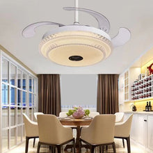 Load image into Gallery viewer, White Bluetooth Speaker Retractable Ceiling Fan With Remote
