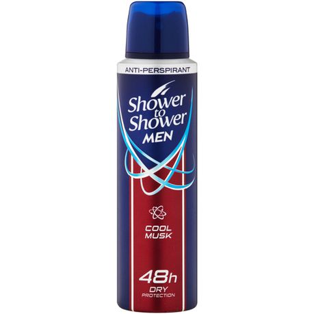 Shower to Shower Men Anti-Perspirant 150ml Cool Musk Buy Online in Zimbabwe thedailysale.shop