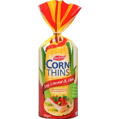 Real Foods - Soy & Linseed Corn Thins 6 x 150g