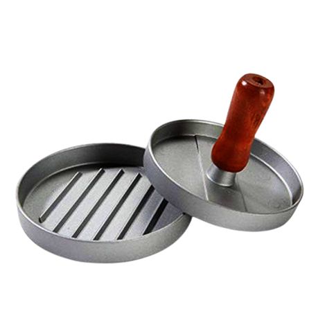 Aluminium Burger Patty Maker with Wooden Handle Buy Online in Zimbabwe thedailysale.shop