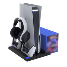 Load image into Gallery viewer, iPega PS5 6 in 1 Vertical Stand with Cooling Fans &amp; Dual Port Charging Dock
