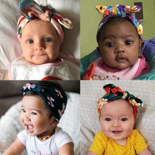 Load image into Gallery viewer, 4 Piece Soft Stretchy Baby Girl Floral Knotted Hair Bow Tie Headbands
