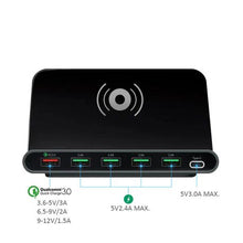 Load image into Gallery viewer, Multi-Port USB Quick 3.0 Fast Charger Station Qi Wireless Charger
