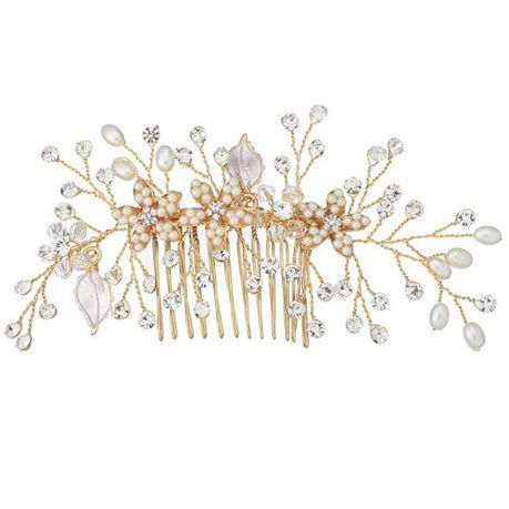 Olive Tree - Floral Beads & Pearl Styled Hair Comb - Bridal/Formal Event Buy Online in Zimbabwe thedailysale.shop