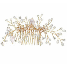 Load image into Gallery viewer, Olive Tree - Floral Beads &amp; Pearl Styled Hair Comb - Bridal/Formal Event
